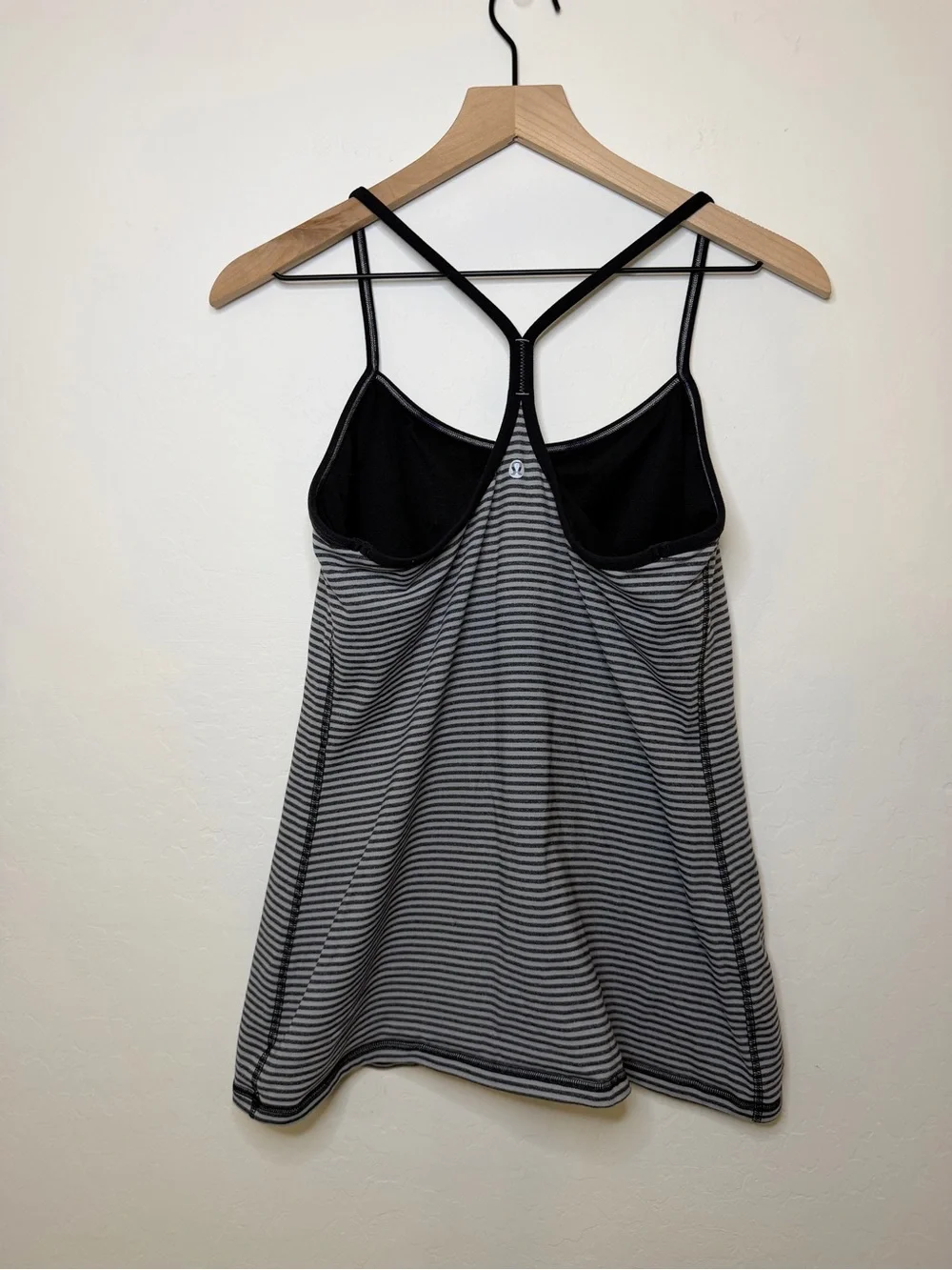 Lululemon Power Y Tank Luon Light Slope Stripe Silver Slate Heathered Black